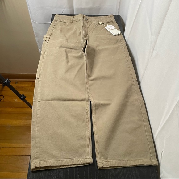 Stradivarius STR Carpenter Jean in Beige Size 6 - Picture 2 of 7